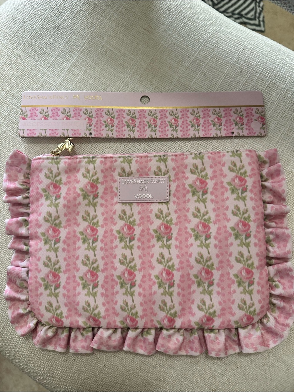 LoveShackFancy x Target Pink Floral Ruffled Pouch